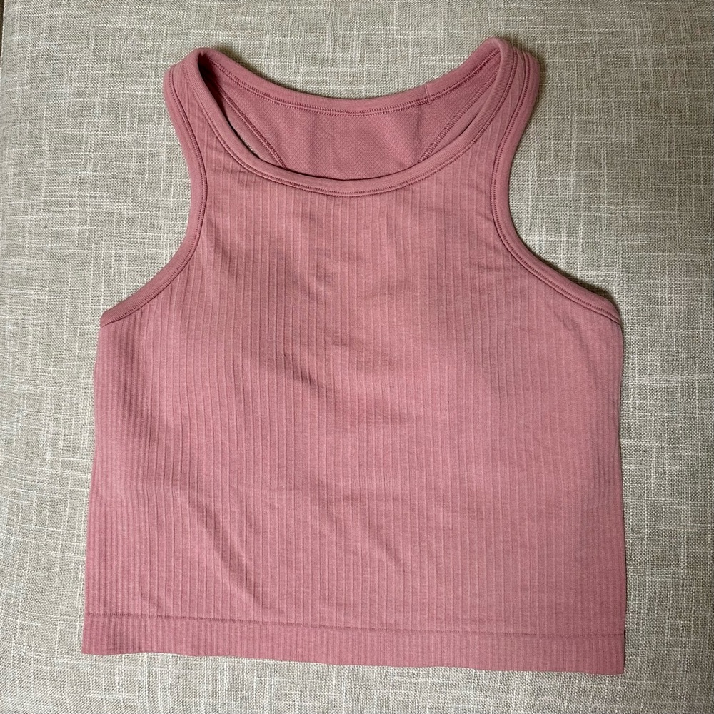 Lululemon Ebb to Street Racerback Crop Tank Pink Puff 6